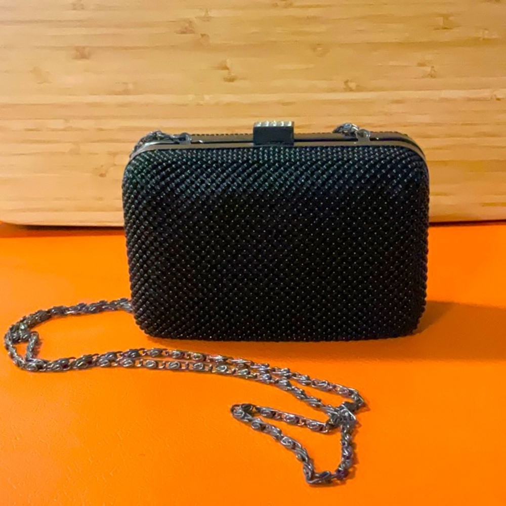 La Regale Black Beaded Mini Clutch